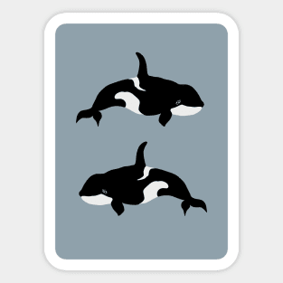 Two Orca Whale Dolphin Illustration Sticker